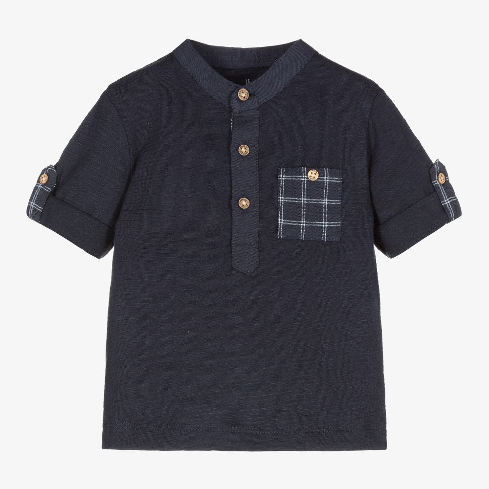 Mayoral - Blue Cotton Henley Top | Childrensalon