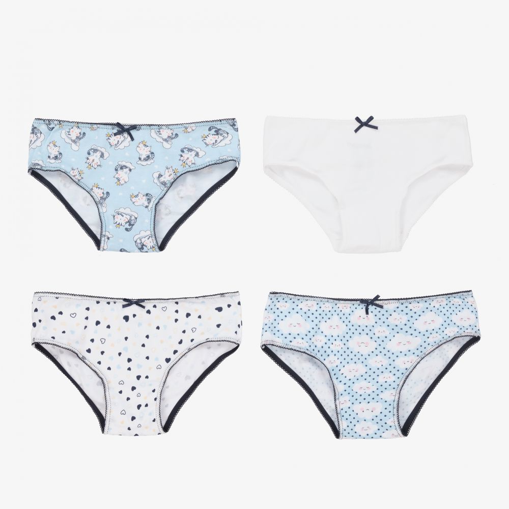 Mayoral - Blue Cotton Knickers (4 Pack) | Childrensalon