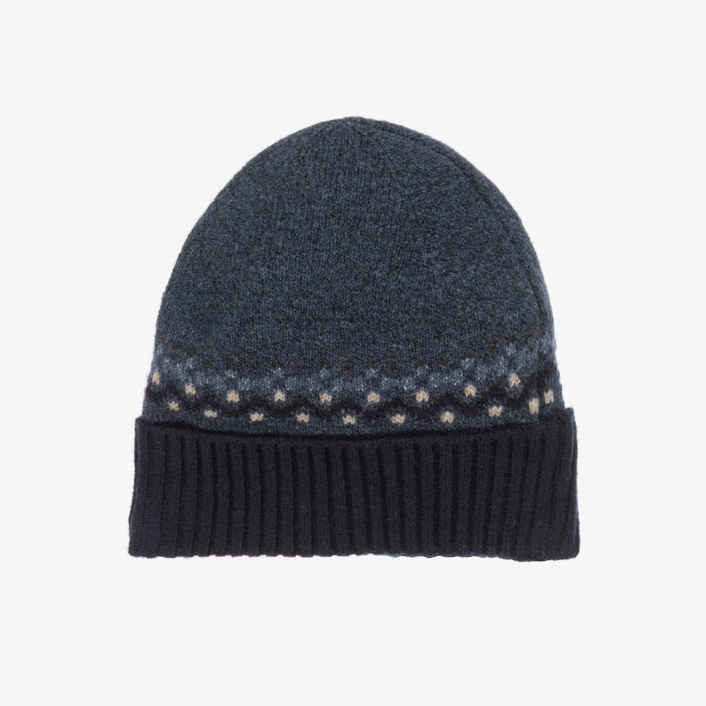 Mayoral-Blue Cotton Knit Hat & Snood Set | Childrensalon Outlet