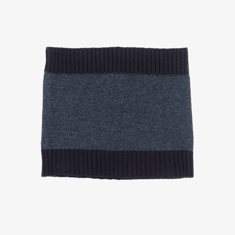 Mayoral-Blue Cotton Knit Hat & Snood Set | Childrensalon Outlet