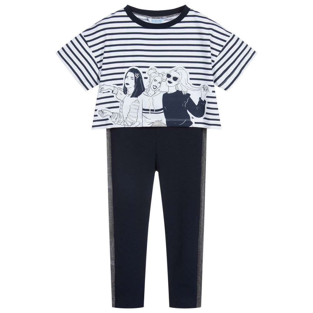 Mayoral - Blue Cotton Leggings Set | Childrensalon