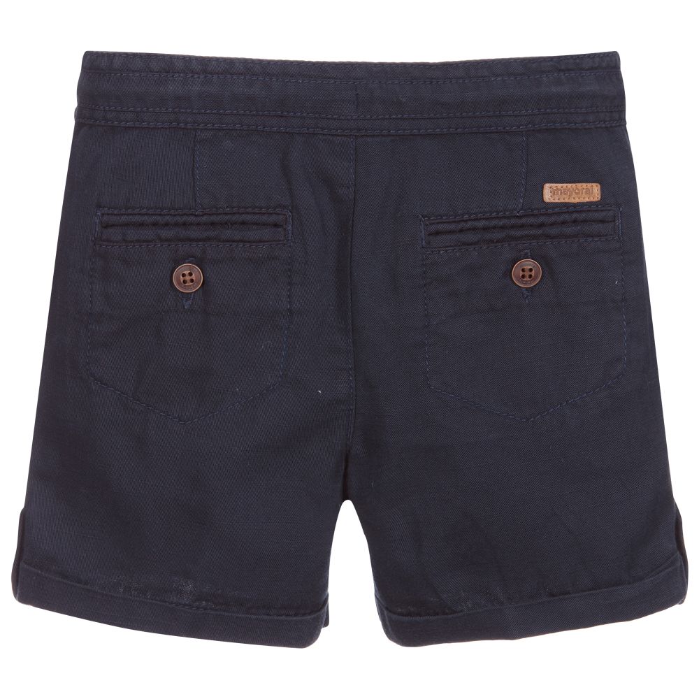 Mayoral-Blue Cotton & Linen Shorts | Childrensalon Outlet