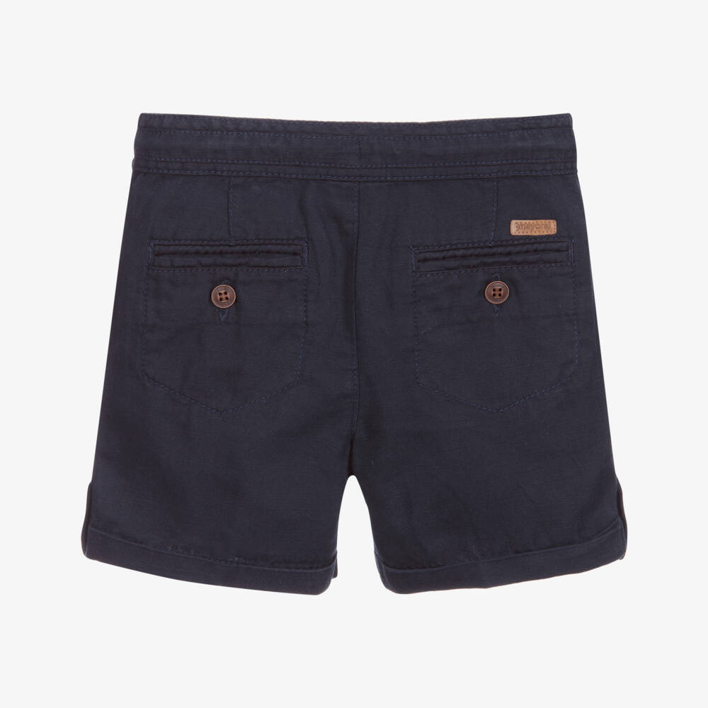Mayoral-Blue Cotton & Linen Shorts | Childrensalon Outlet