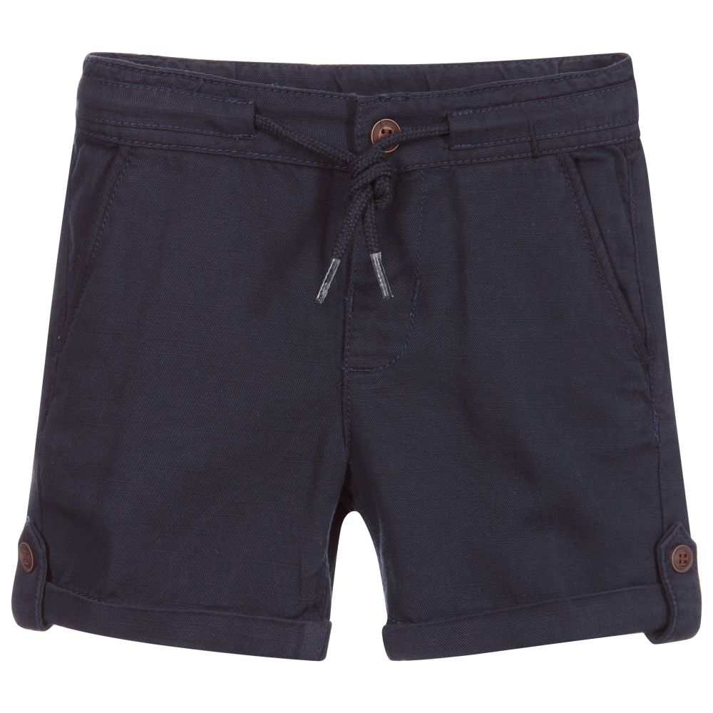 Mayoral - Blue Cotton & Linen Shorts | Childrensalon