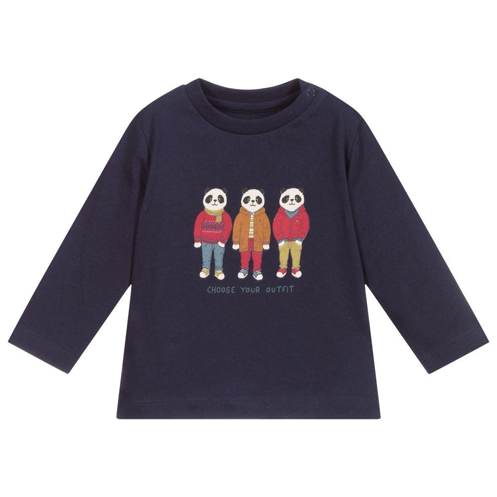 Mayoral-Blue Cotton Panda Top | Childrensalon Outlet