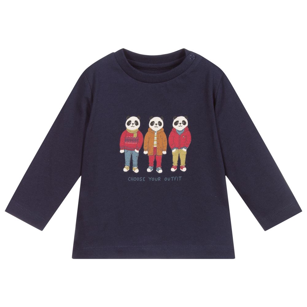 Mayoral - Top Panda en coton bleu | Childrensalon