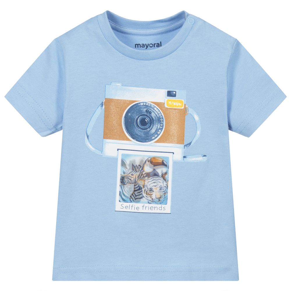 Mayoral - T-shirt bleu en coton Photo | Childrensalon