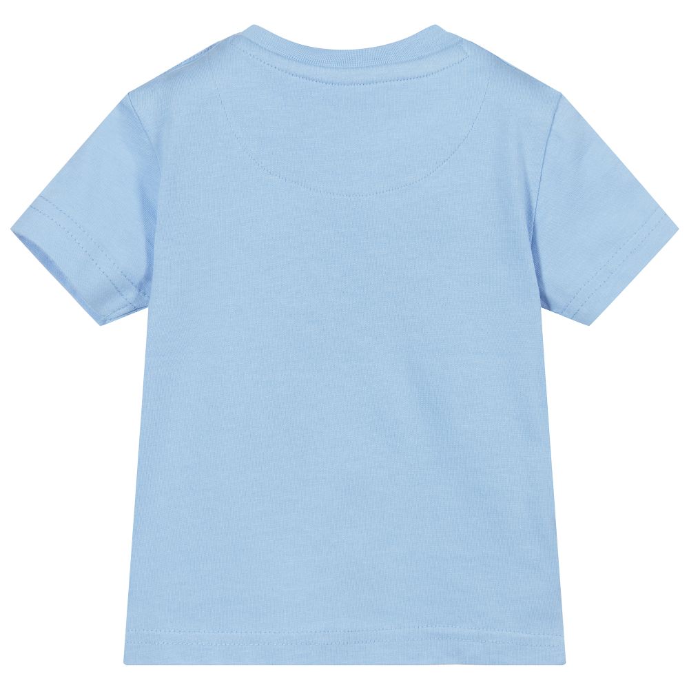 Mayoral-Голубая хлопковая футболка с фотографией | Childrensalon Outlet