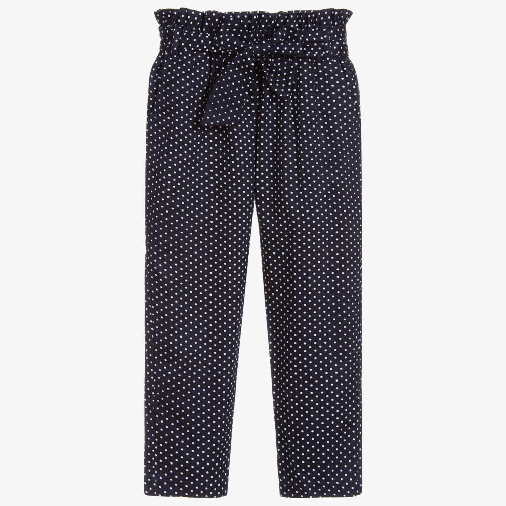 Mayoral-بنطلون قطن بولكا دوت لون كحلي للبنات | Childrensalon Outlet