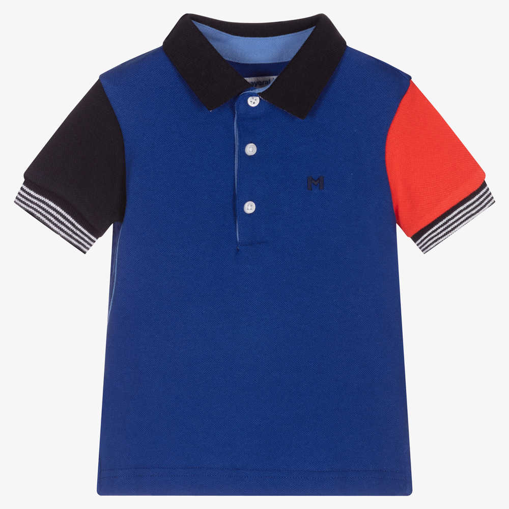 Mayoral - Polo bleu en coton | Childrensalon