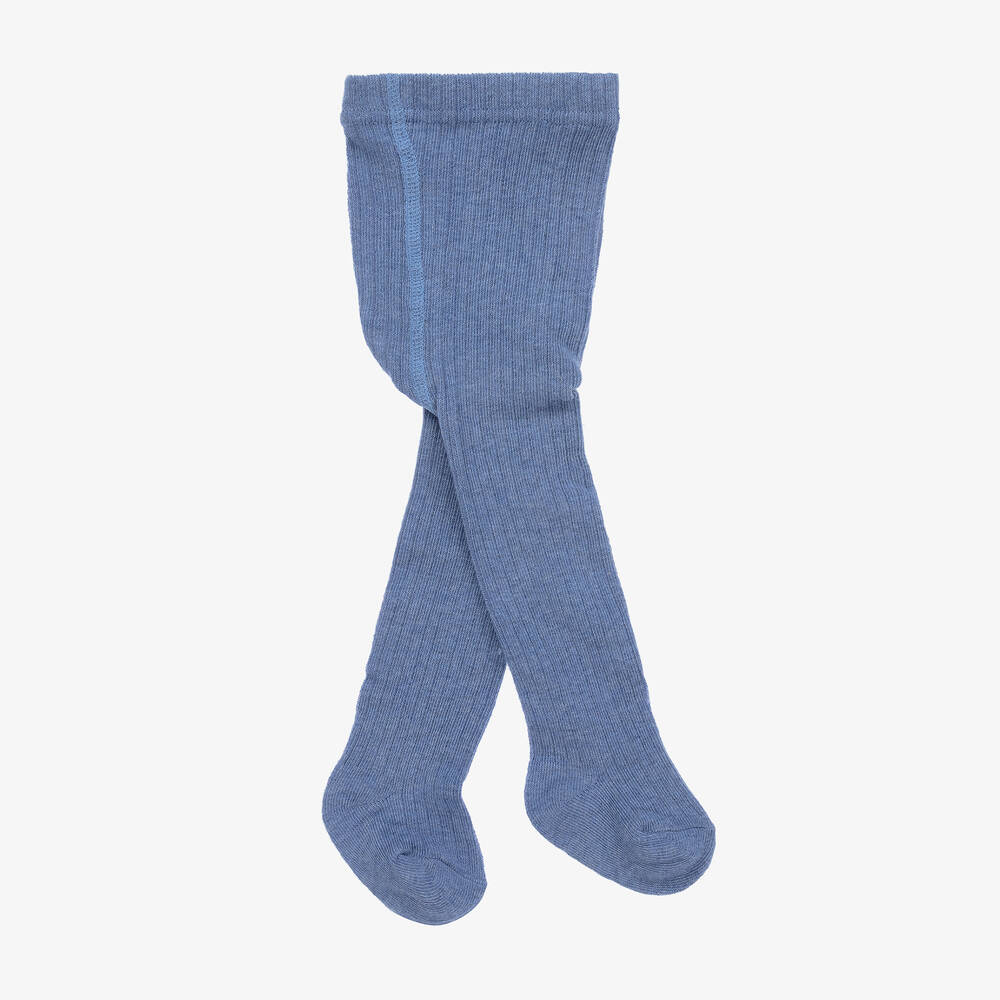 Mayoral Newborn - Blaue, gerippte Baumwoll-Strumpfhose (B) | Childrensalon