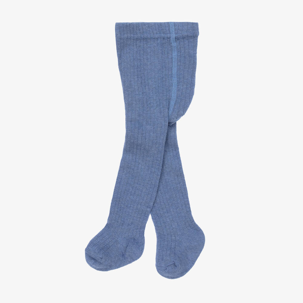 Mayoral Newborn-Blue Cotton Rib Baby Tights | Childrensalon Outlet