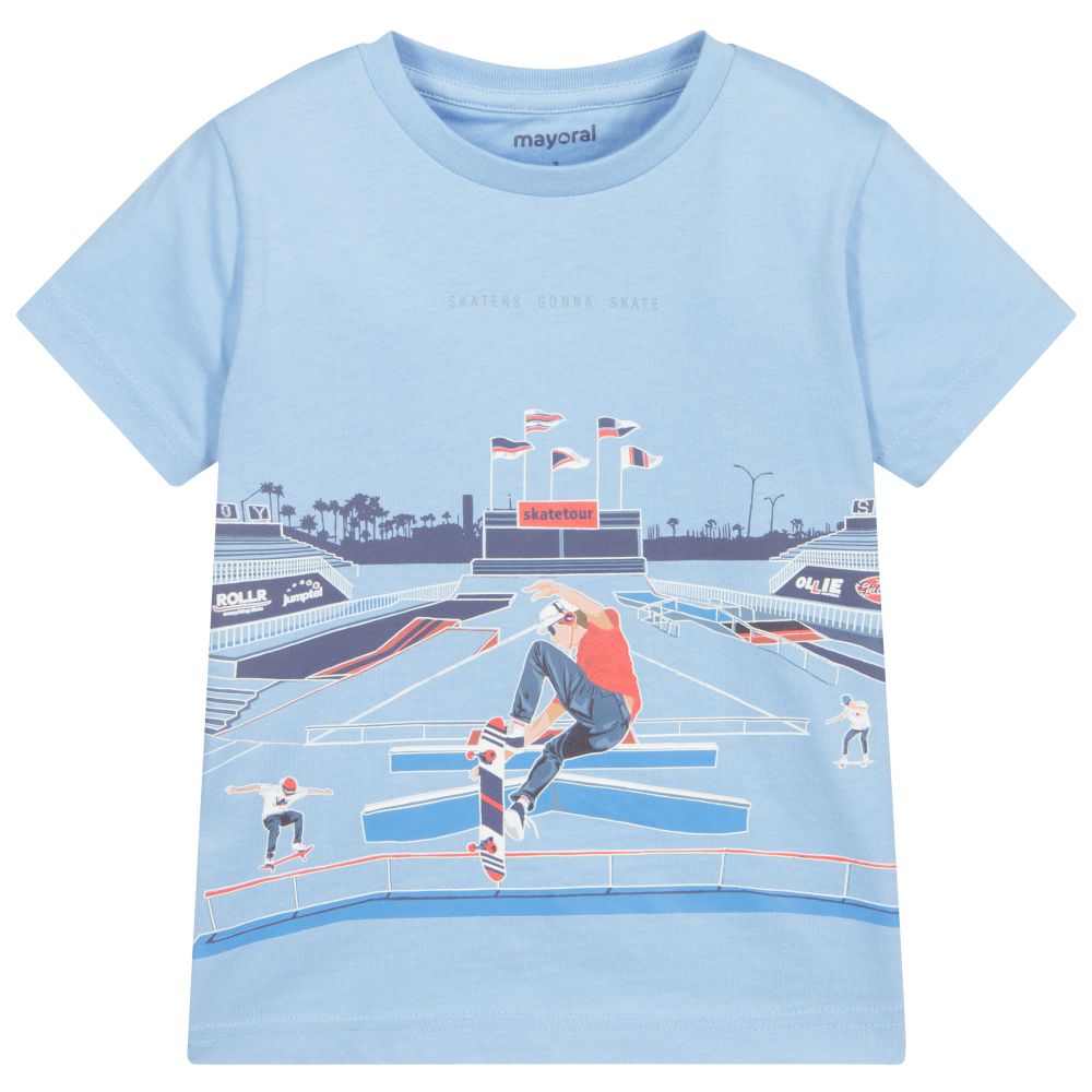 Mayoral - Голубая хлопковая футболка | Childrensalon