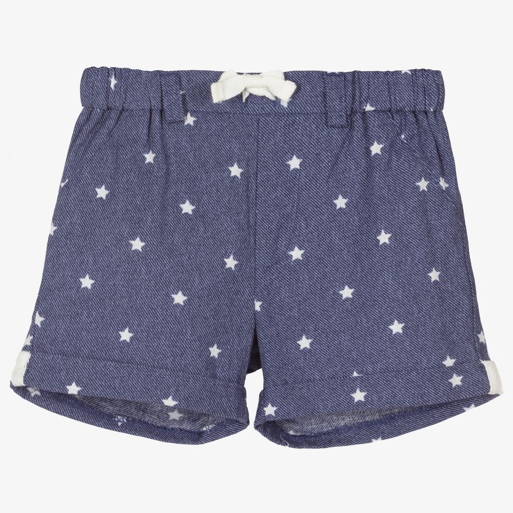 Mayoral Newborn - Blue Cotton Twill Baby Shorts | Childrensalon