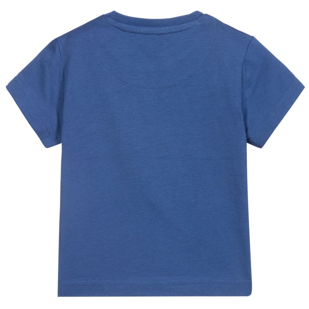 Mayoral-Синяя хлопковая футболка с зеброй | Childrensalon Outlet