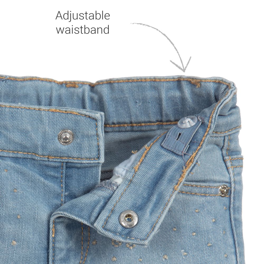 Mayoral-Blue Denim Cropped Daisy Jeans | Childrensalon Outlet