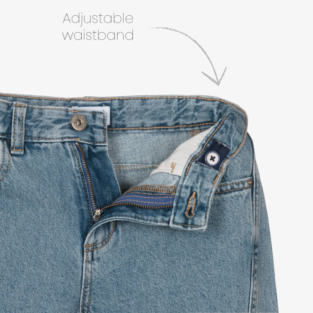 Mayoral-Blue Denim Wide Leg Jeans | Childrensalon Outlet