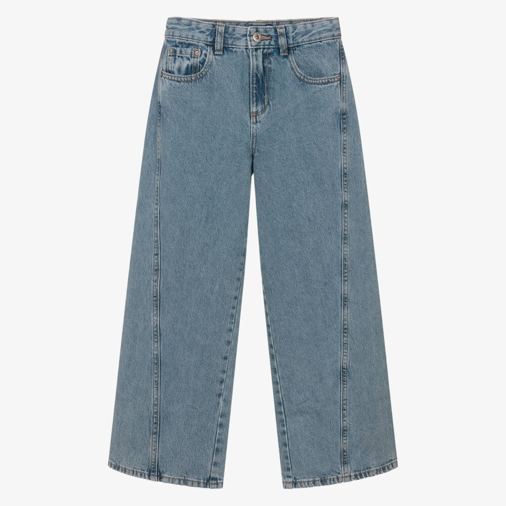 Mayoral-Blue Denim Wide Leg Jeans | Childrensalon Outlet