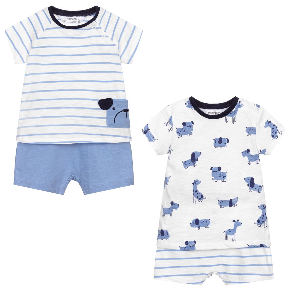 Mayoral - Blue Dog Shorts Set (2 Pack) | Childrensalon