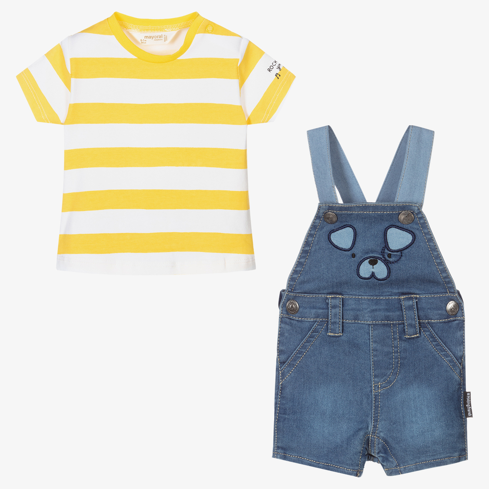 مايورال Newborn-طقم دانغريز أطفال ولادي قطن لون أزرق | Childrensalon Outlet