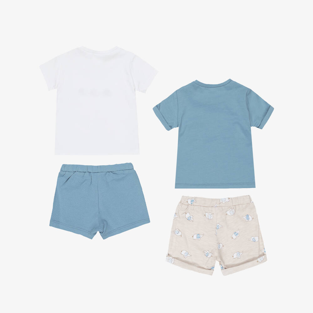 Mayoral Newborn-Blue Elephant Shorts Set | Childrensalon Outlet