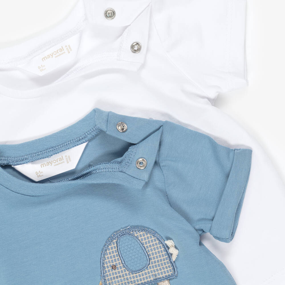 Mayoral Newborn-Blue Elephant Shorts Set | Childrensalon Outlet