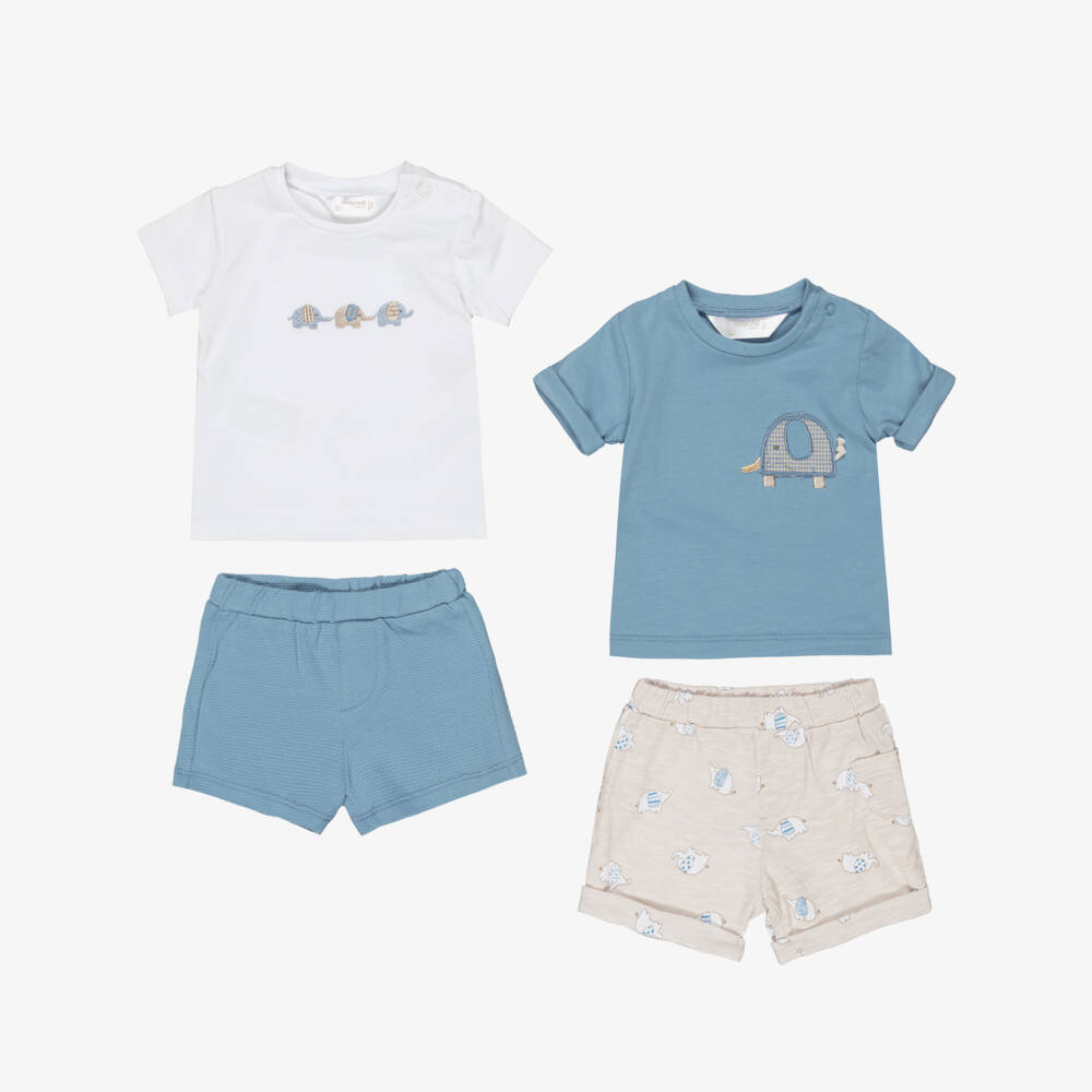 Mayoral Newborn-Blue Elephant Shorts Set | Childrensalon Outlet