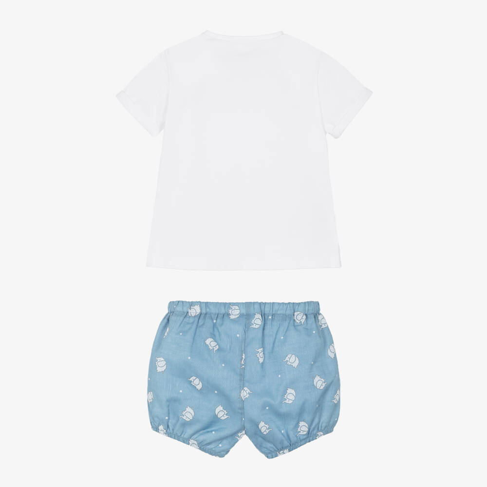 Mayoral Newborn-Blue Elephant Shorts Sets | Childrensalon Outlet