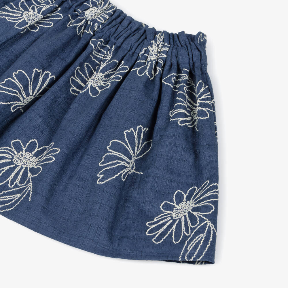 Mayoral-Blue Embroidered Skirt Set | Childrensalon Outlet