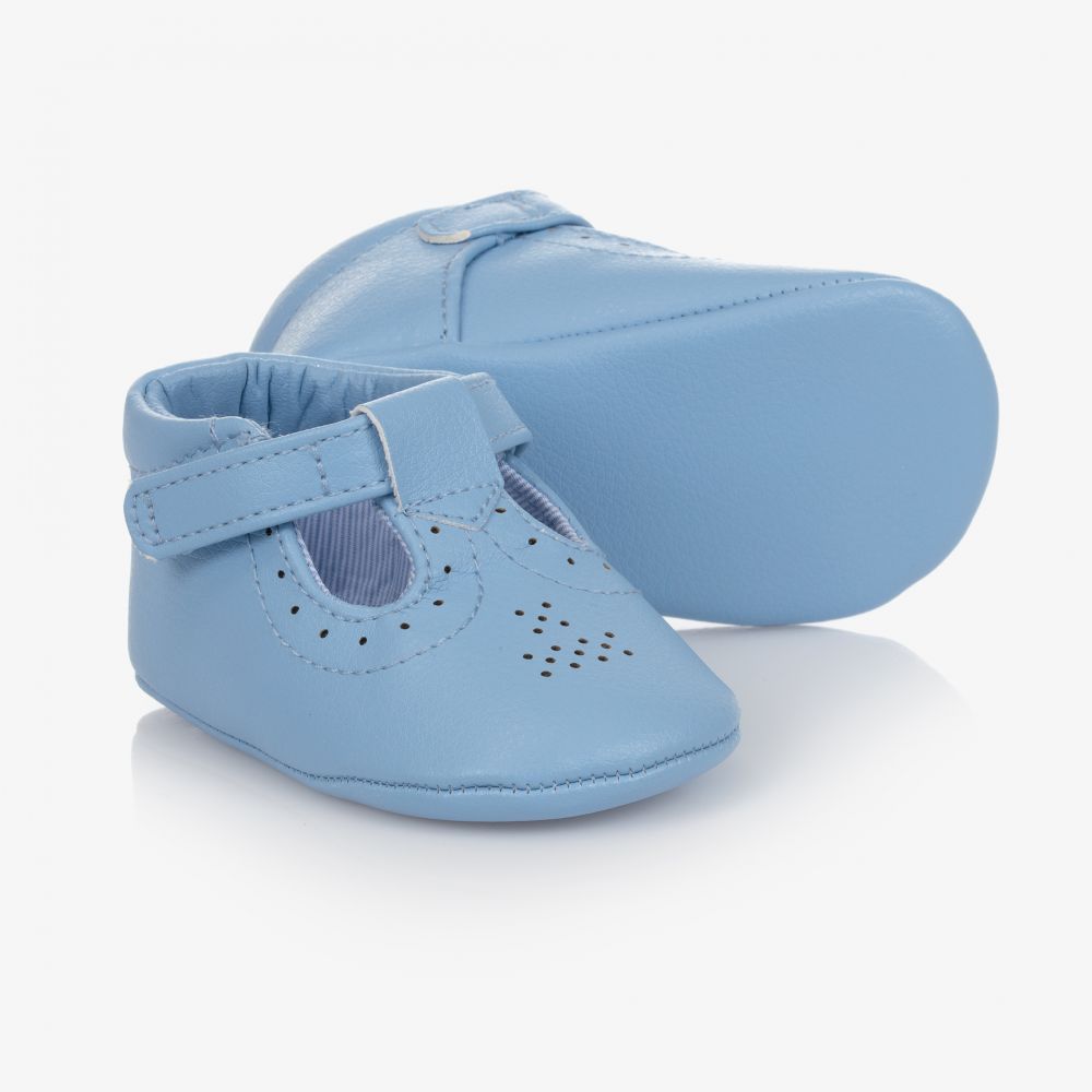 Mayoral Newborn - Blaue Kunstleder-Krabbelschuhe | Childrensalon