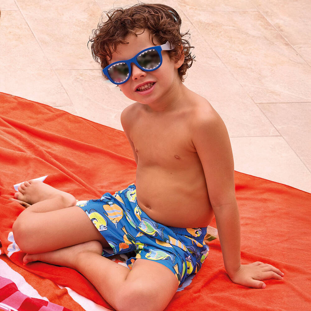 Mayoral-Blue Fish Print Shorts | Childrensalon Outlet