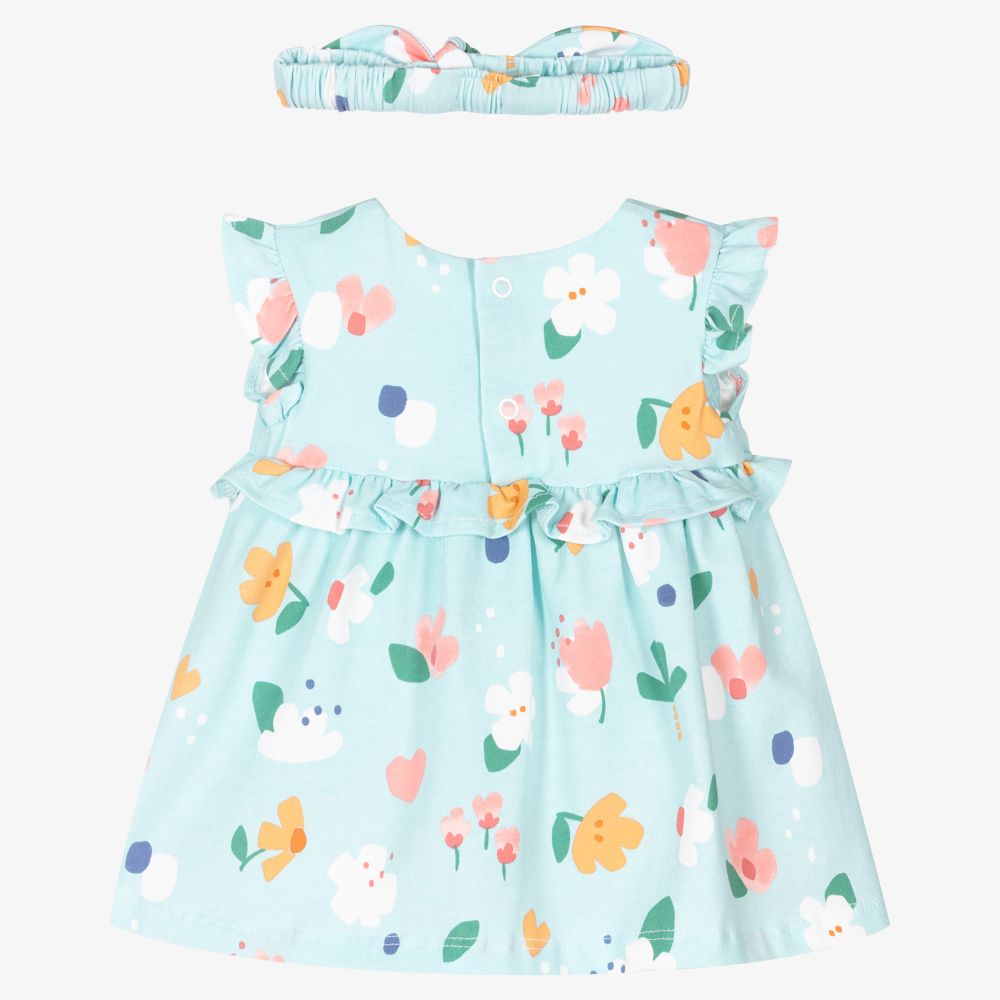 Mayoral Newborn - Blue Floral Baby Dress Set | Childrensalon Outlet