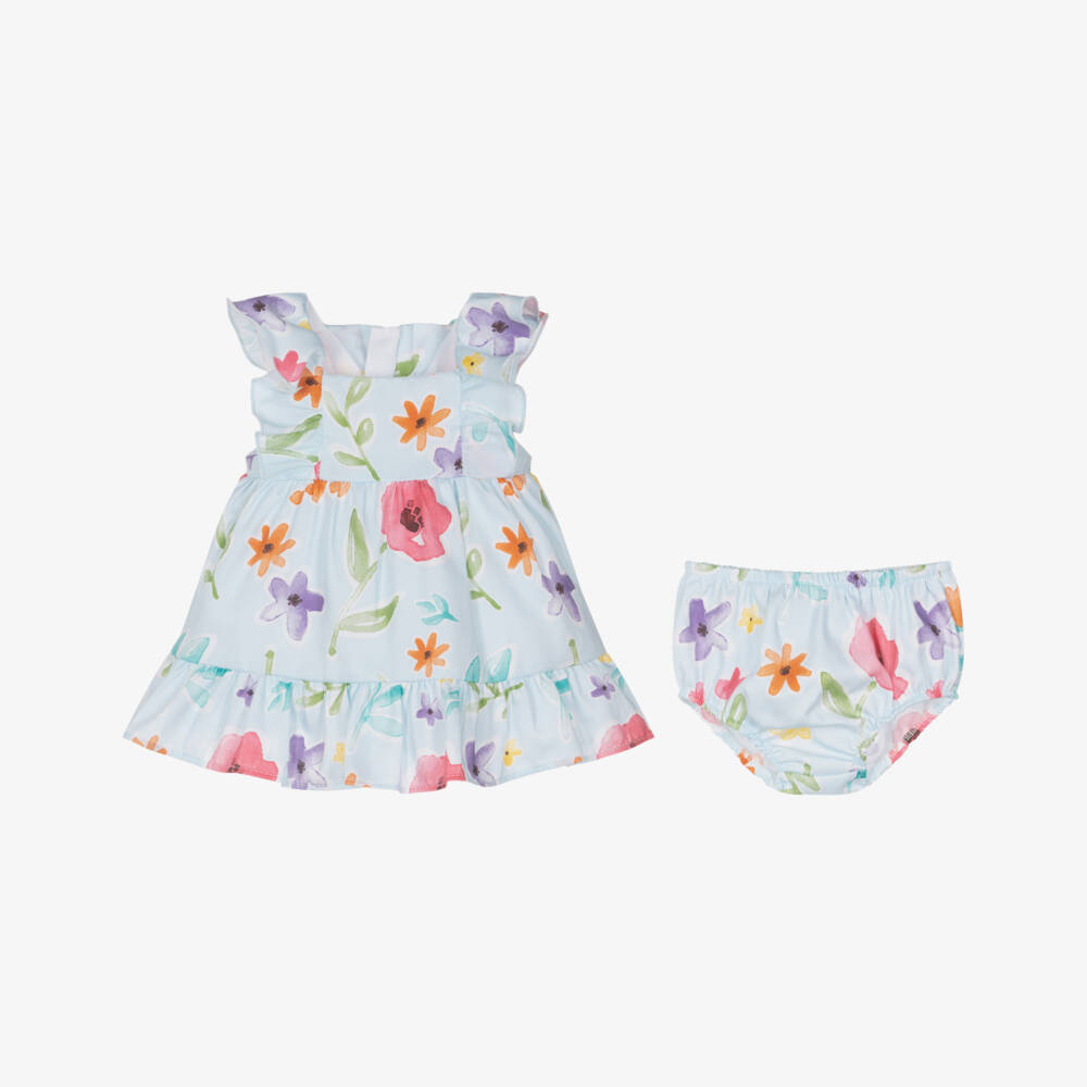 Mayoral Newborn-Blue Floral Dress | Childrensalon Outlet