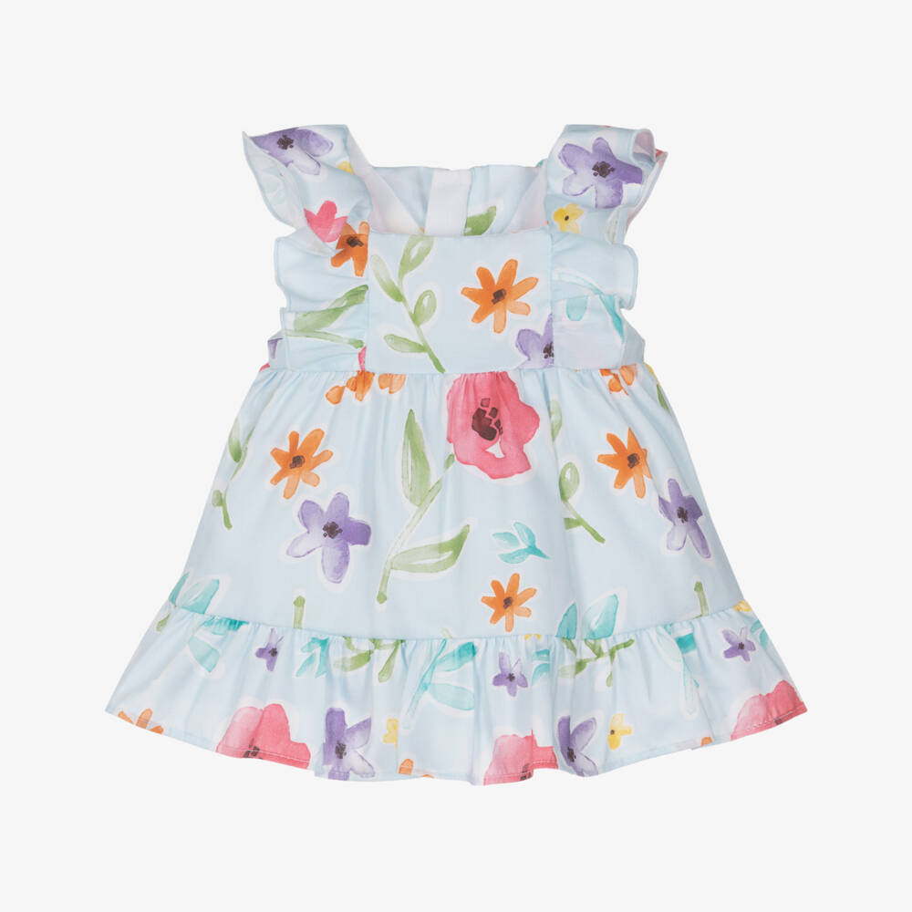 Mayoral Newborn-Blue Floral Dress | Childrensalon Outlet