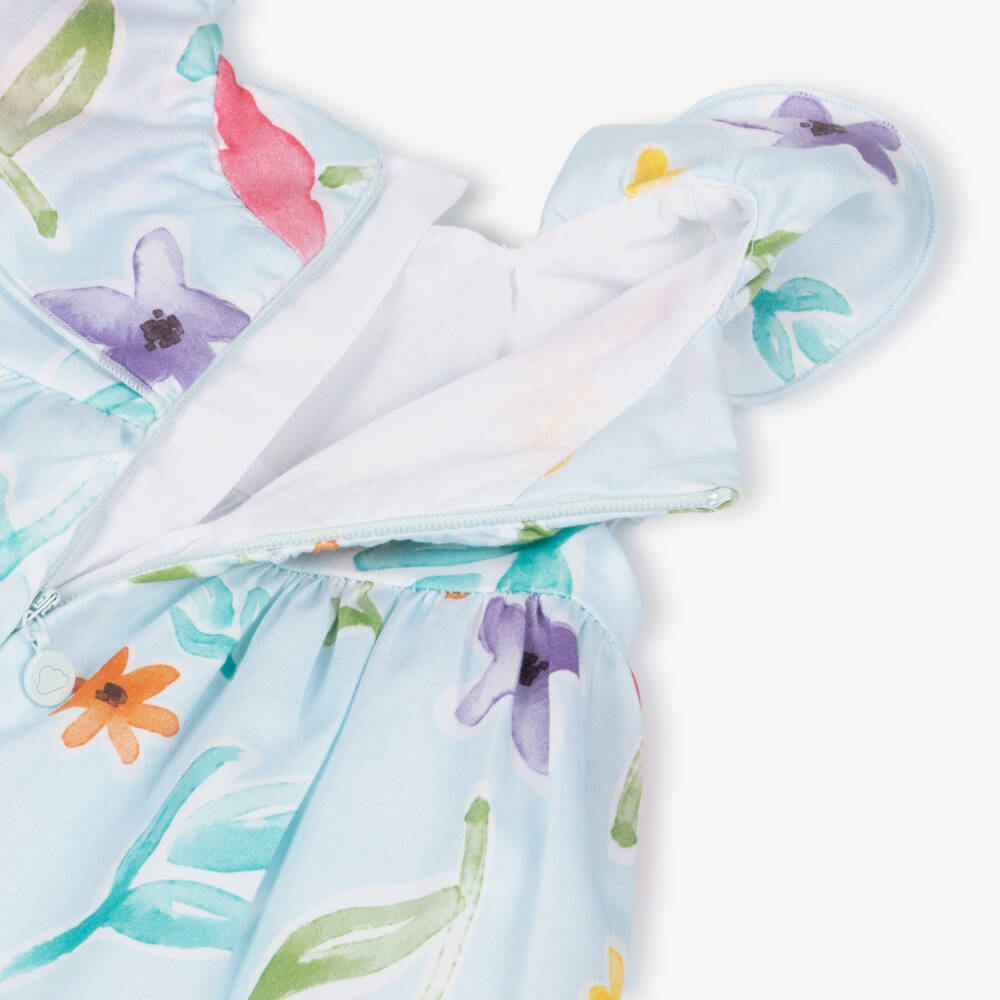 Mayoral Newborn-Blue Floral Dress | Childrensalon Outlet
