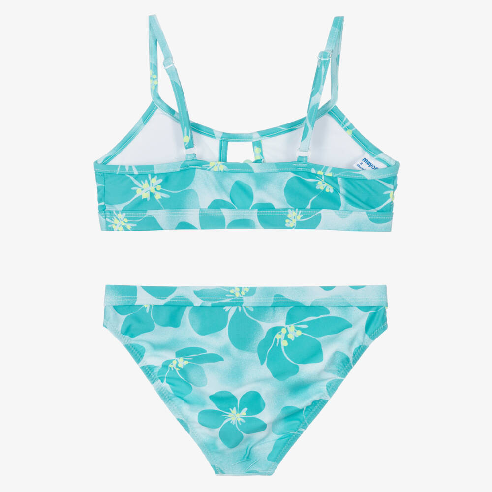 Mayoral-Blue Floral Pattern Bikini | Childrensalon Outlet