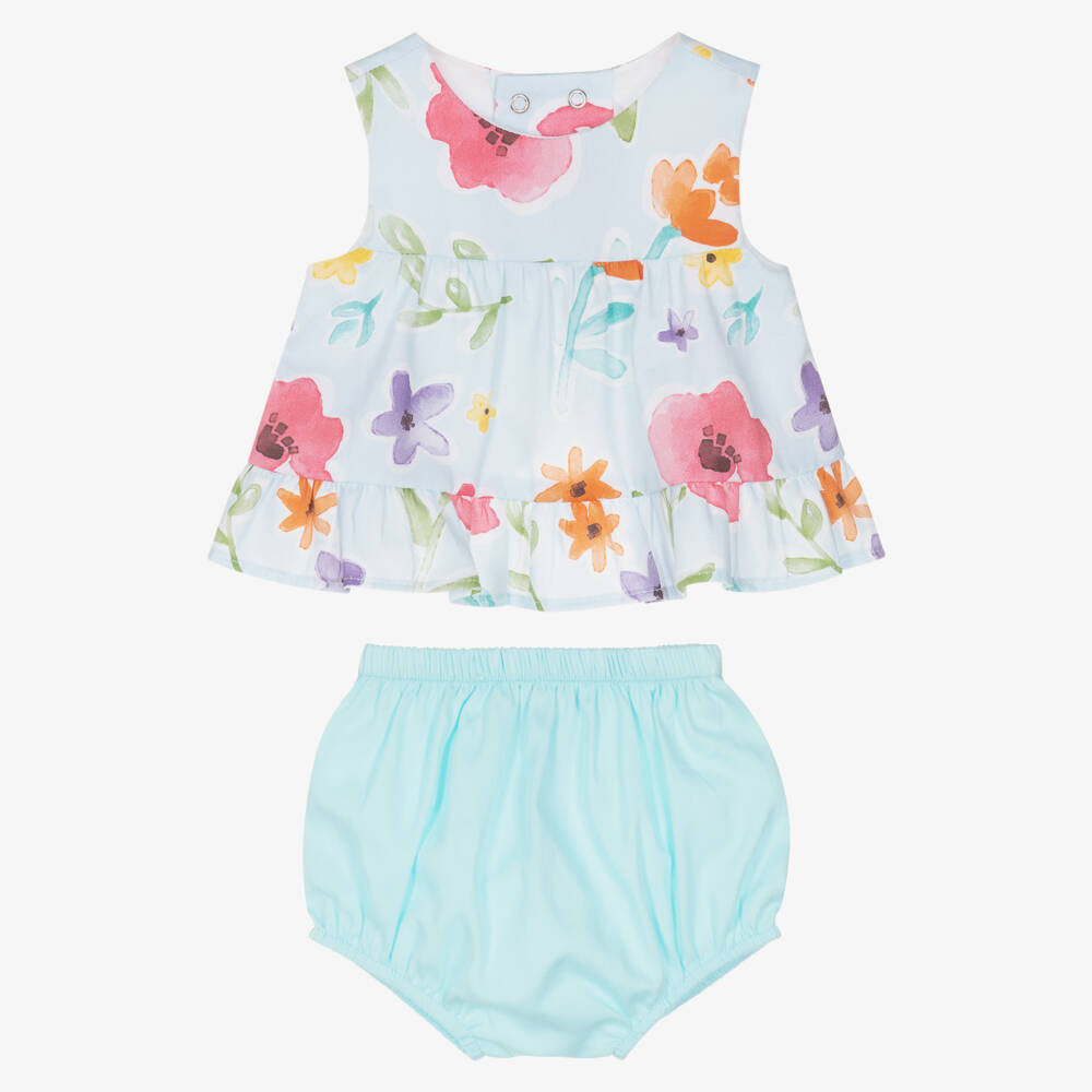 Mayoral Для новорожденных-Blue Floral Shorts Set | Childrensalon Outlet