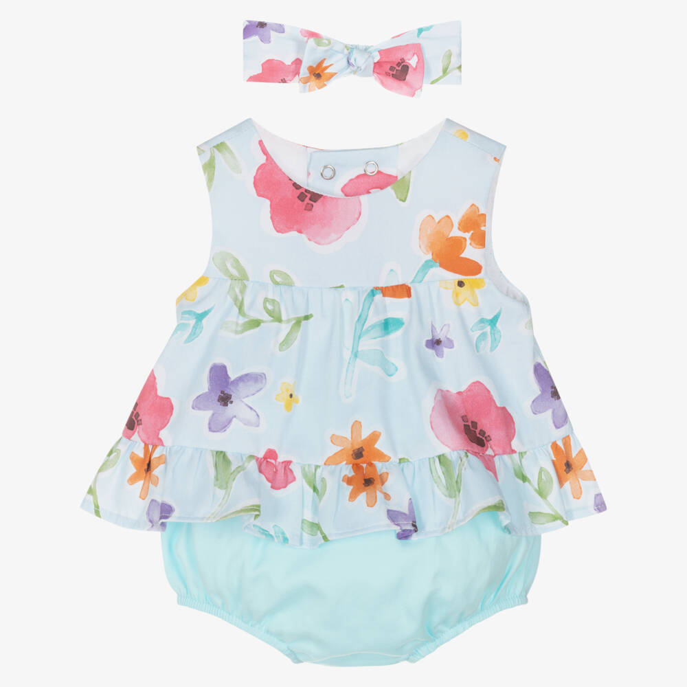Mayoral Для новорожденных-Blue Floral Shorts Set | Childrensalon Outlet