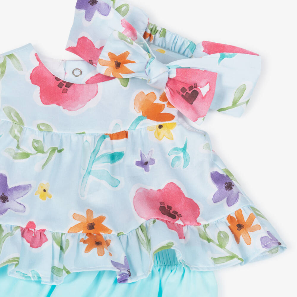 Mayoral Для новорожденных-Blue Floral Shorts Set | Childrensalon Outlet