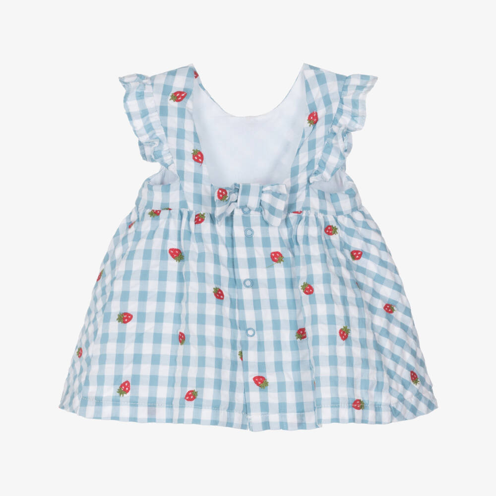 Mayoral Newborn-Blue Gingham & Fruits Dress | Childrensalon Outlet