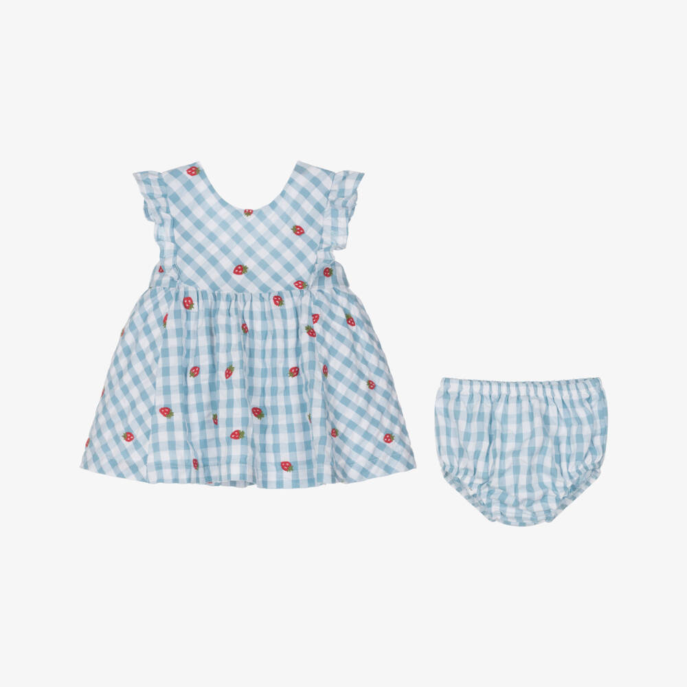 Mayoral Newborn-Blue Gingham & Fruits Dress | Childrensalon Outlet