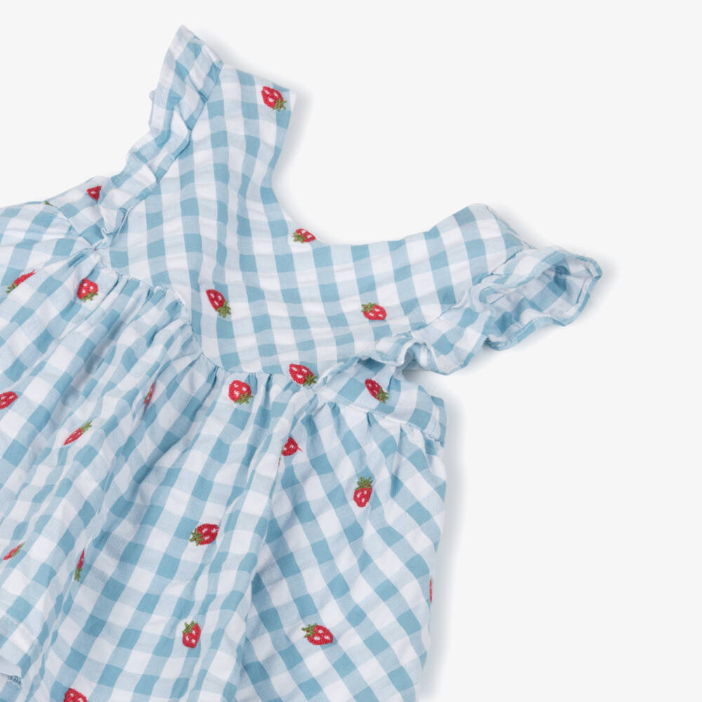 Mayoral Newborn-Blue Gingham & Fruits Dress | Childrensalon Outlet