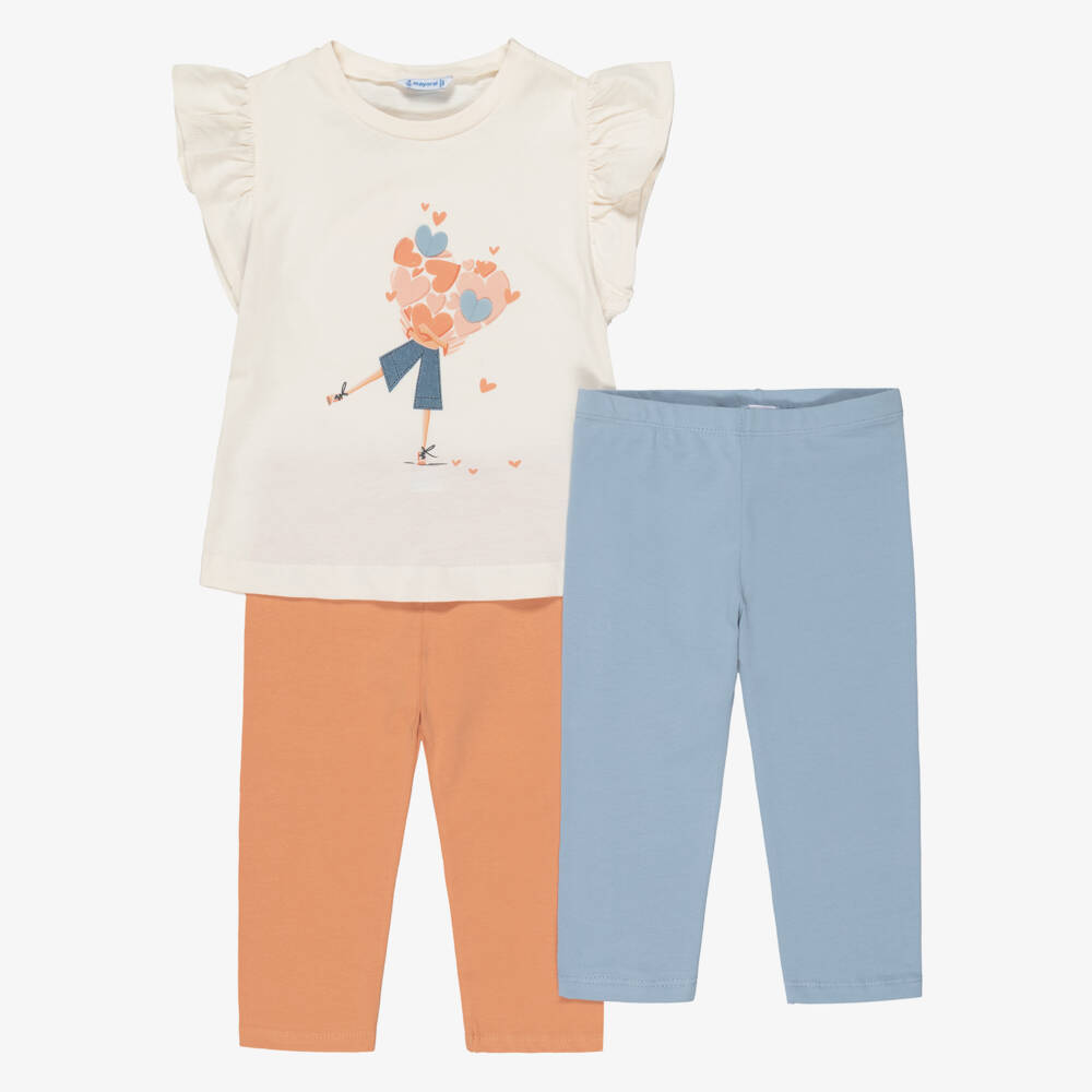 Mayoral-Blue Girl Print Leggings Set | Childrensalon Outlet
