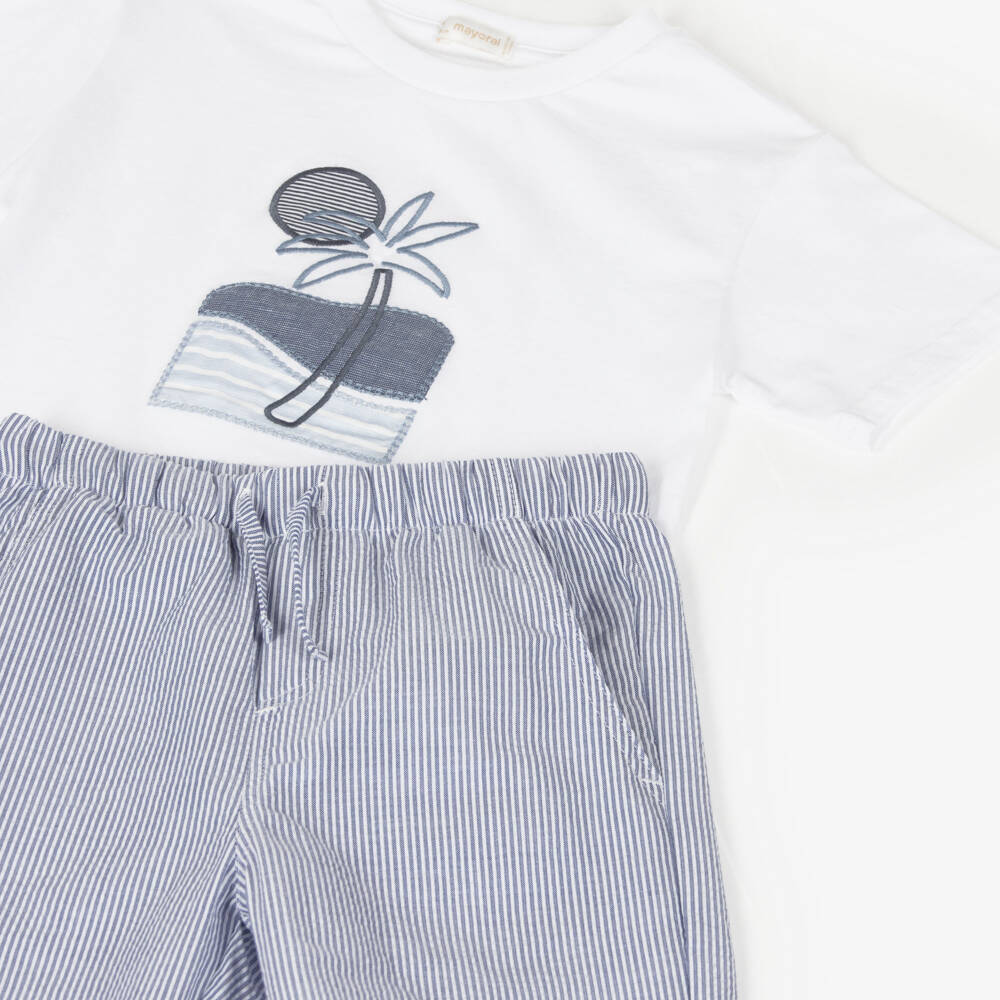 Mayoral-Blue Graphic Shorts Set | Childrensalon Outlet