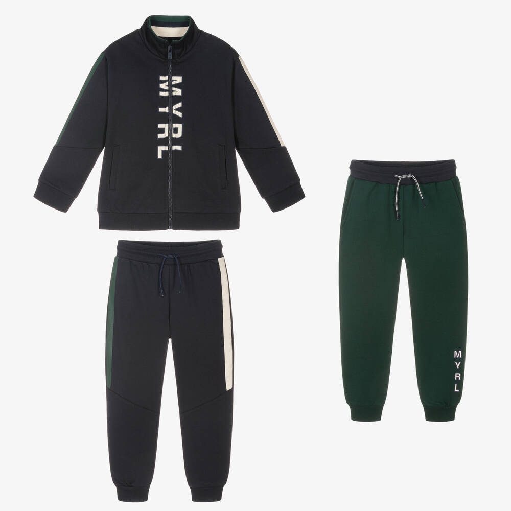 Mayoral - Blue & Green 3 Piece Tracksuit | Childrensalon