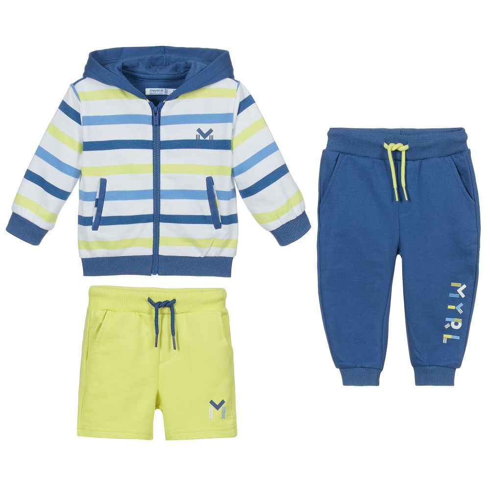 Mayoral-Хлопковый спортивный костюм синего и зеленого цвета | Childrensalon Outlet