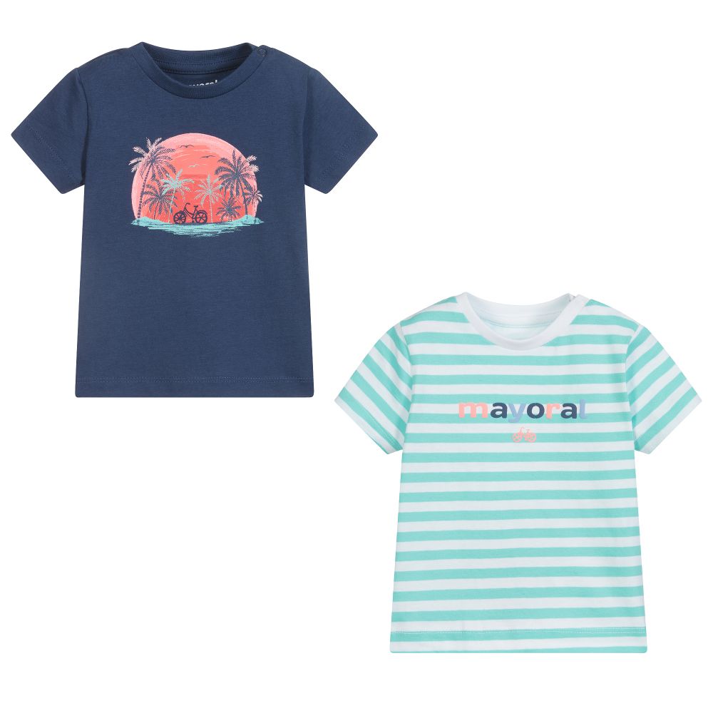 Mayoral-Футболки синего и зеленого цветов (2 шт.) | Childrensalon Outlet