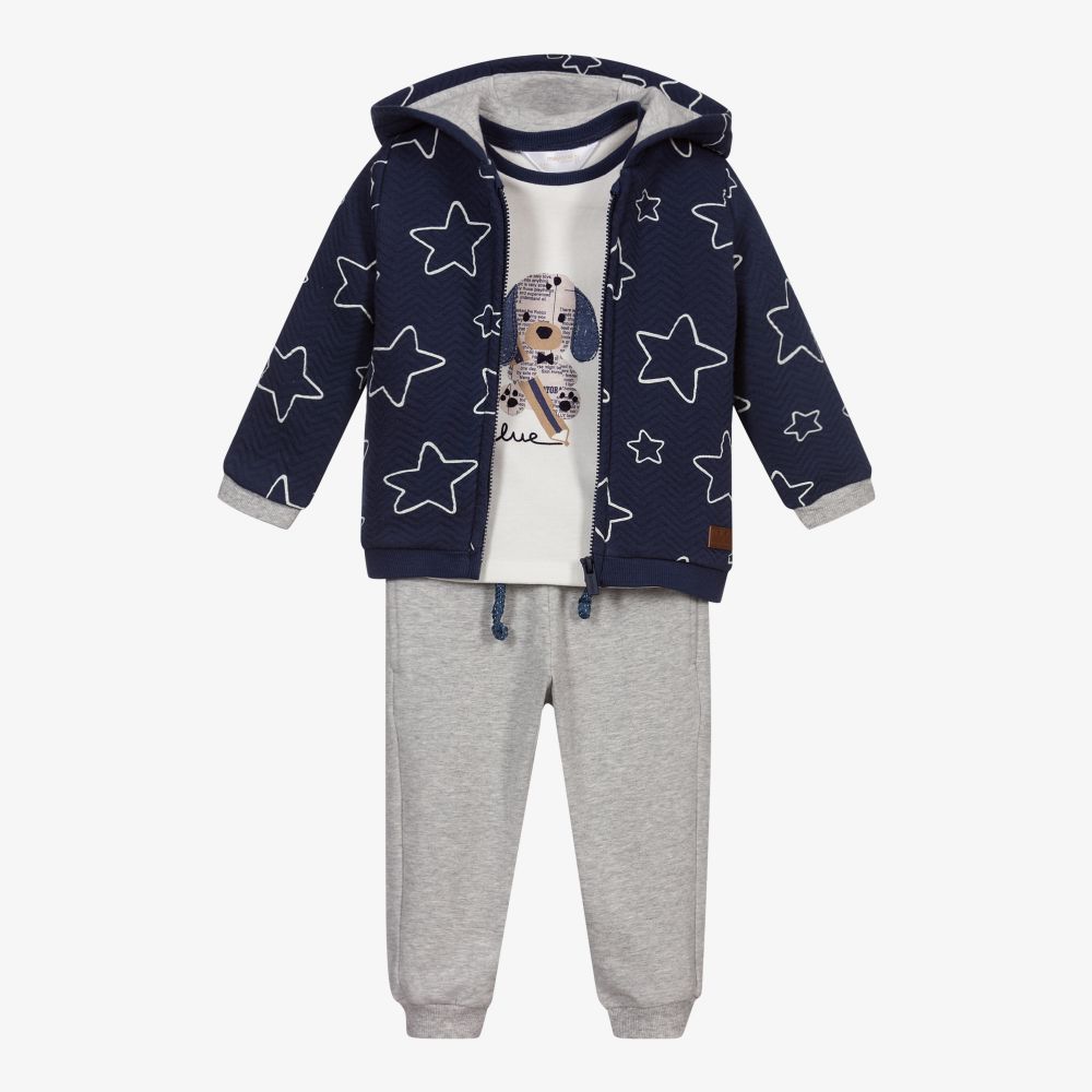 Mayoral Newborn-Blue & Grey Dog Tracksuit Set | Childrensalon Outlet