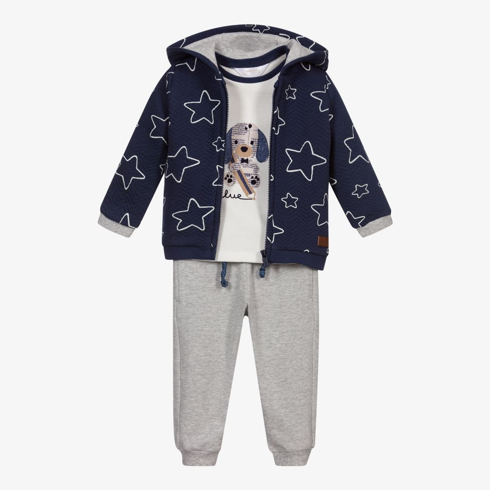 Mayoral Newborn - Blue & Grey Dog Tracksuit Set | Childrensalon