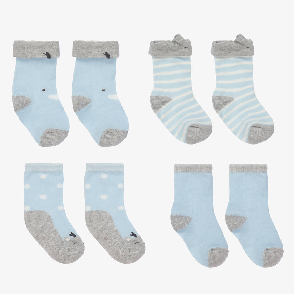 Mayoral Newborn - Socken in Blau und Grau (4er-Pack) | Childrensalon